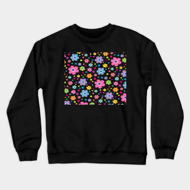 Colorful Hippy Flower Spring Pattern Crewneck Sweatshirt by DragonTees